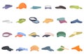 Visor cap icons set cartoon vector. Sun sport Royalty Free Stock Photo