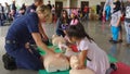 Vista, CA / USA - October 13, 2018: Children observe and practice CPR during fire safety week open house