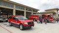 Vista, CA / USA - October 13, 2018: Fire truck displayed in station at open house