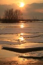 Vistula river in Poland - sunset. Royalty Free Stock Photo
