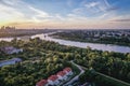 Vistula River seen from Mokotow district, Warsaw in Poland