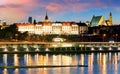 Vistula River waterfront and panorama of the Royal Castle in War