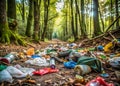 A Visual Chronicle of Plastic Pollution How Trash Transforms Natural Habitats into Plastic Forests and the Urgent Need Royalty Free Stock Photo
