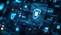 Visual concept of data compliance assurance shield guarding documents with regulatory symbols