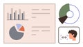 Visual Dashboard with Bar Chart, Pie Graph, Facial Recognition, and Voice Analysis Elements Royalty Free Stock Photo