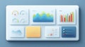 Visual Data Dashboard Displaying Various Analytical Metrics and Graphical Representations in a Modern Design Royalty Free Stock Photo