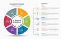 Visual data presentation. Cycle diagram with 6 options. Pie Chart Circle infographic template with 6 steps, options, parts,