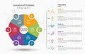 Visual data presentation. Cycle diagram with 6 options. Pie Chart Circle infographic template with 6 steps, options, parts,