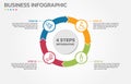 Visual data presentation. Cycle diagram with 4 options. Pie Chart Circle infographic template with 4 steps, options, parts,