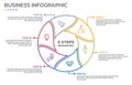 Visual data presentation. Cycle diagram with 6 options. Pie Chart Circle thin line infographic template with 6 steps, options,