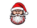 Visual depiction of a colourful Santa Claus icon complete with beard, Santa Claus icon clipart. Created with generative AI tools