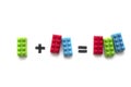 Visual describing simple math addition with game blocks