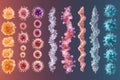 Virus forms showcasing progression from simple structures to complex configurations in various colors and shapes Royalty Free Stock Photo