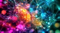 A visual explosion of colorful nodes and connections, symbolizing the rapid spread of digital information