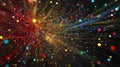A visual explosion of colorful nodes and connections, symbolizing the rapid spread of digital information