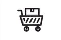 Shopping cart with a box ready for checkout in a minimalistic design Royalty Free Stock Photo