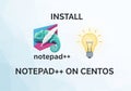 Install notepad on centos operating system with a lightbulb icon isolated on white background Royalty Free Stock Photo