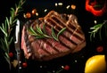 A Visual Guide to Perfectly Grilled Ribeye with Rosemary on a Midnight Black Canvas