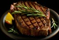 A Visual Guide to Perfectly Grilled Ribeye with Rosemary on a Midnight Black Canvas