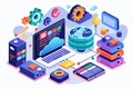 This visual highlights tools and tech for enhancing local data storage in internet-connected devices Optimizing local data storage Royalty Free Stock Photo