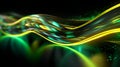 Visual Impact: Background of fast dynamic moving wave lines - Yellow and intense green that catches the eye and arouses wonder.