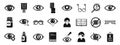 Visual impairment icons set simple vector. Blind braille guide