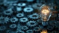 A visual of a light bulb and gears symbolizing new ideas and innovation Royalty Free Stock Photo
