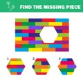 Visual logic puzzle. Find missing piece - Puzzle game for Children.