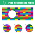 Visual logic puzzle. Find missing piece - Puzzle game for Children.