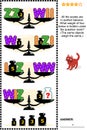 Visual math puzzle with scales, weights, and letters I, W, Z