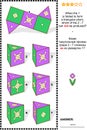 Visual math puzzle with triangular prisms