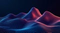 Abstract Digital Waveform Visualization: Futuristic Topography Rendered with Glowing Neon Blue and Red Lines on Dark Background Royalty Free Stock Photo