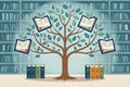 a visual metaphor of a tree with branches made of books- generated by ai