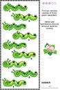 Visual puzzle - find two identical images of caterpillars