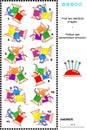 Visual puzzle - find two identical images of sewing spools