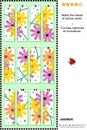 Visual puzzle - match the halves - gerber daisies