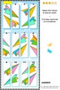 Visual puzzle - match the halves - paper planes