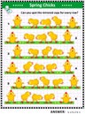 Visual puzzle with rows of cute little chicks