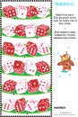 Visual puzzle with rows of dice cubes