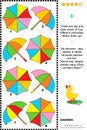 Visual puzzle with top and side views of umbrellas