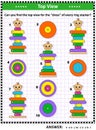 Visual puzzle with top view of ring stacker clowns