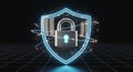 Digital Cybersecurity Lock Shield Protecting Data: Advanced Internet Security Concept for Modern Businesses. Royalty Free Stock Photo