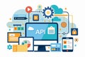 Visual representation of application programming interface concept showcasing technology integration and data management in a Royalty Free Stock Photo