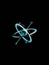 Elegant Illustration of an Atom Structure With Dynamic Orbitals and Glowing Elements in a Dark Background Highlighting Royalty Free Stock Photo