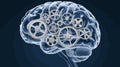 A visual representation of the brain as a complex machine, with gears representing different cognitive functions.