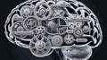 A visual representation of the brain as a complex machine, with gears representing different cognitive functions.