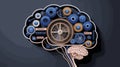 A visual representation of the brain as a complex machine, with gears representing different cognitive functions.