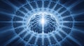 Visual Representation of a Brain With Glowing Energy Emanating From Its Core, Illustrating Concepts of Cognition and Royalty Free Stock Photo
