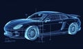 Visual representation of car\'s intricate details in an infographic blueprint Creating using generative AI tools