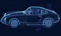 Visual representation of car\'s intricate details in an infographic blueprint Creating using generative AI tools